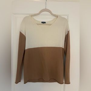 Splendid Womens Cream & Brown Color Block Sweater Size Small